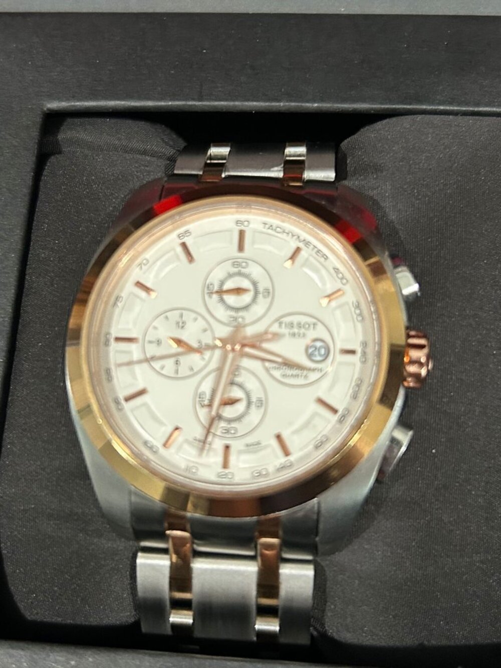 Men's Tissot Watch - 42mm - Brushed Stainless Steel and Gold - Good Battery
